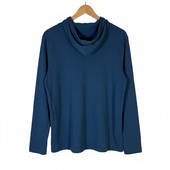 Puma Hooded Long Sleeve Shirt Mens M Navy Blue Lightweight Cotton Blend Athletic - Picture 2 of 5